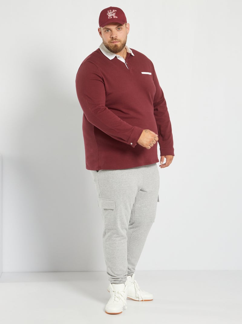 Polo col chemise Bordeaux - Kiabi
