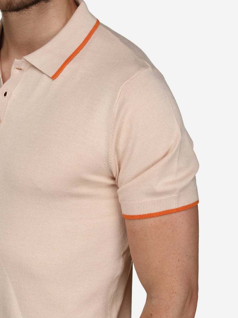 Polo col liseré - Bill Tornade Beige clair - Kiabi