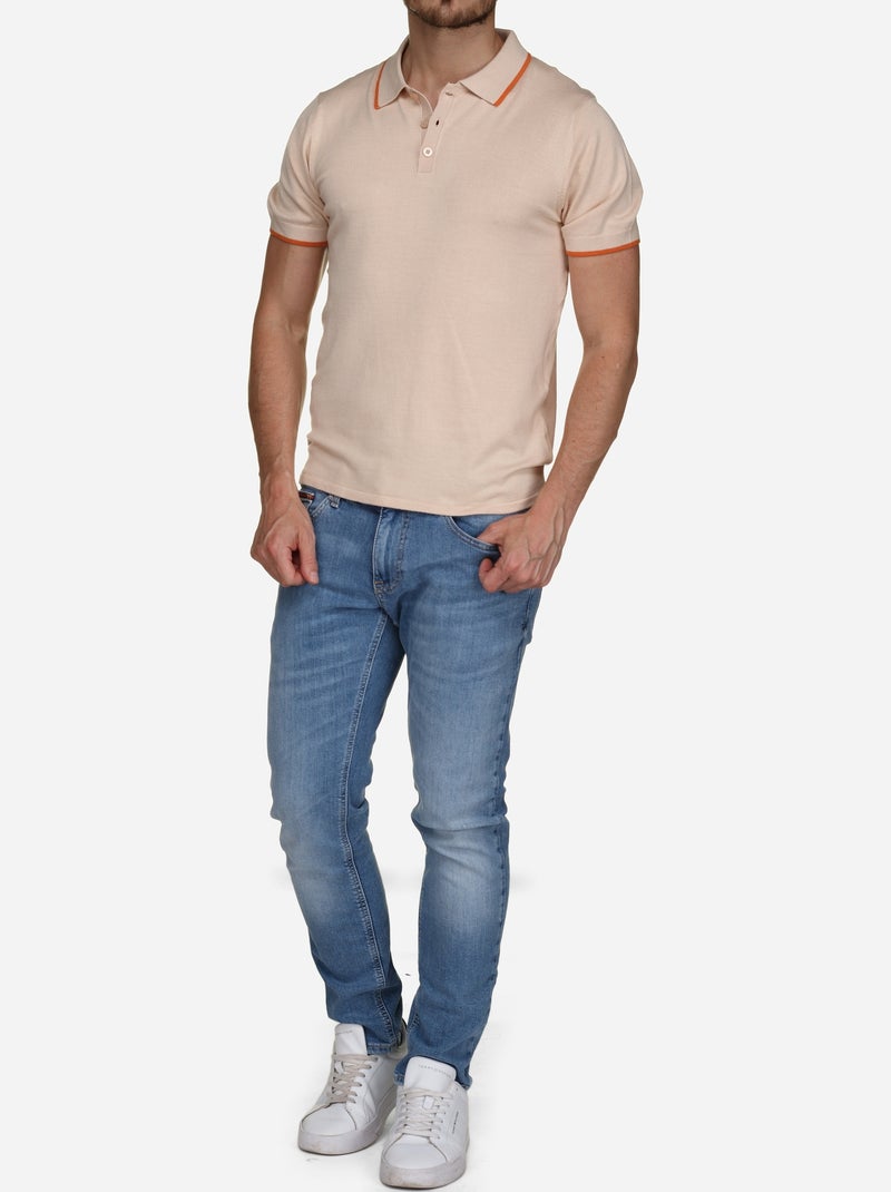 Polo col liseré - Bill Tornade Beige clair - Kiabi