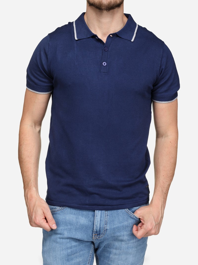 Polo col liseré - Bill Tornade Blanc Bleu - Kiabi