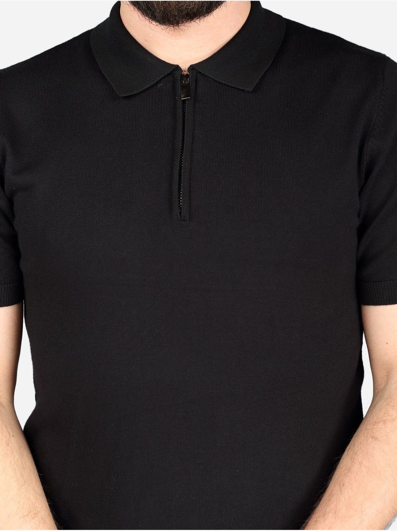Polo col zippé - Frilivin Noir - Kiabi