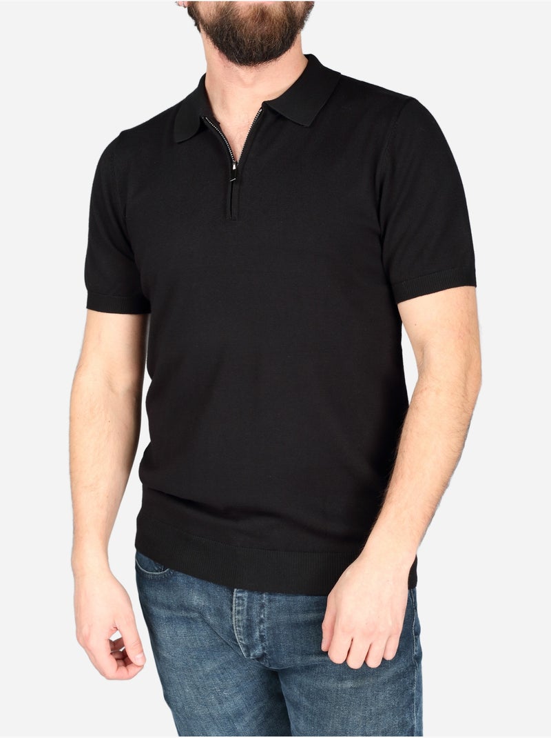 Polo col zippé - Frilivin Noir - Kiabi