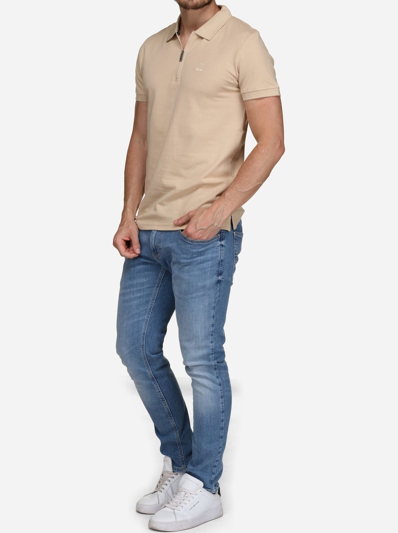 Polo col zippé - Torrente Beige - Kiabi