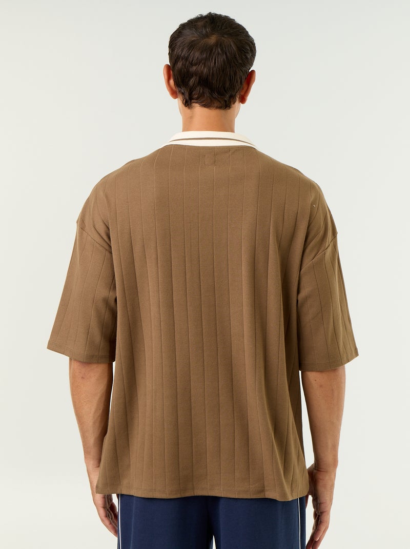 Polo Comfort fit-model met korte mouwen Bruin - Kiabi