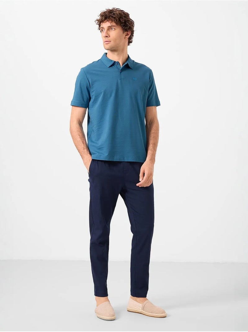 Polo coton élasthanne tommy Bleu - Kiabi