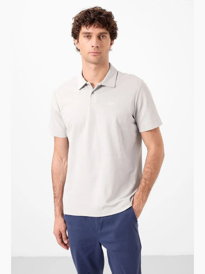 Polo coton élasthanne tommy Gris clair - Kiabi