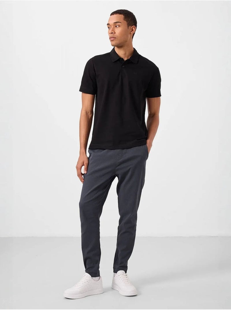 Polo coton élasthanne tommy Noir - Kiabi