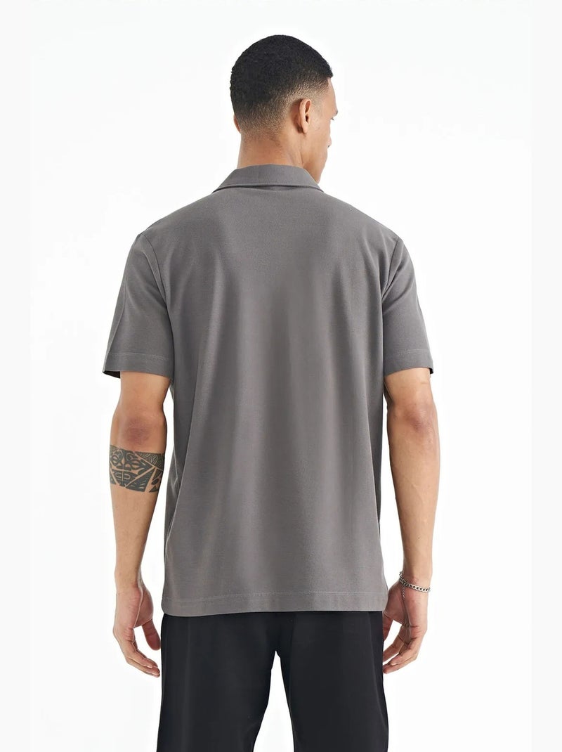 Polo coton imprimé texte tommy Gris Noir - Kiabi