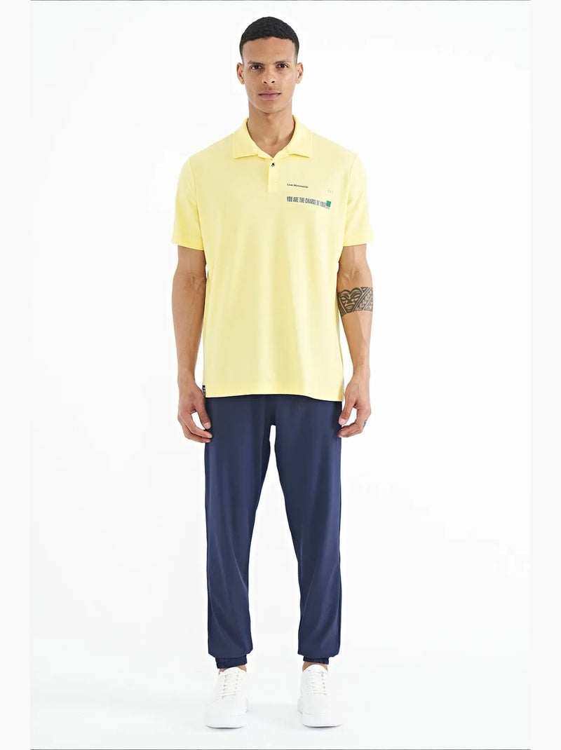 Polo coton imprimé texte tommy Jaune citron - Kiabi
