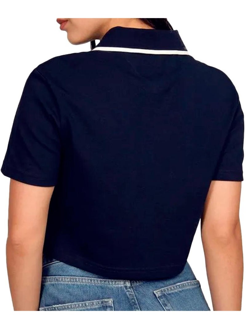 Polo Crop Top Femme Tommy Hilfiger Badge Bleu marine - Kiabi