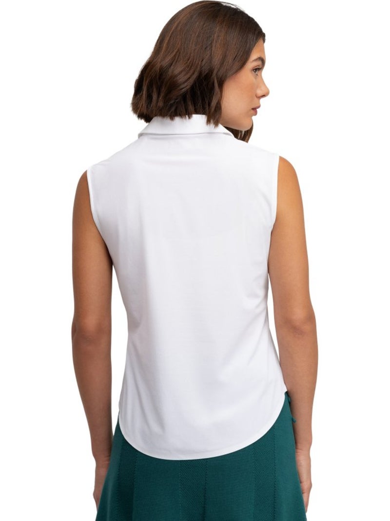 Polo de golf technique sans manches femme golf femme llorea Blanc - Kiabi