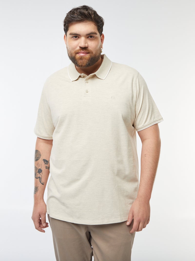 Polo en coton à contrastes Beige - Kiabi