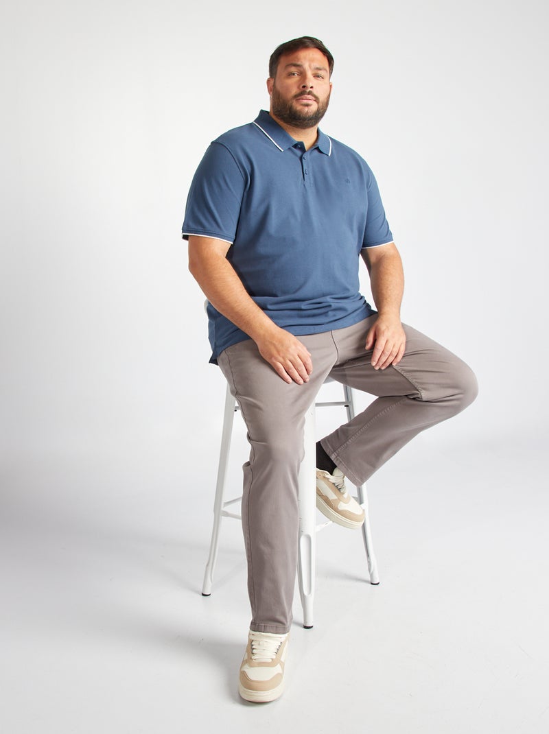 Polo en coton à contrastes Bleu - Kiabi