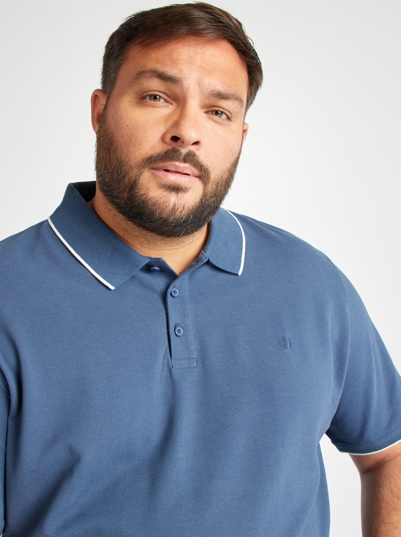 Polo en coton à contrastes Bleu - Kiabi