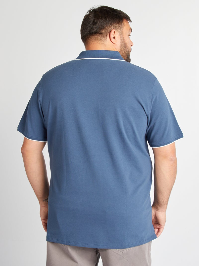 Polo en coton à contrastes Bleu - Kiabi
