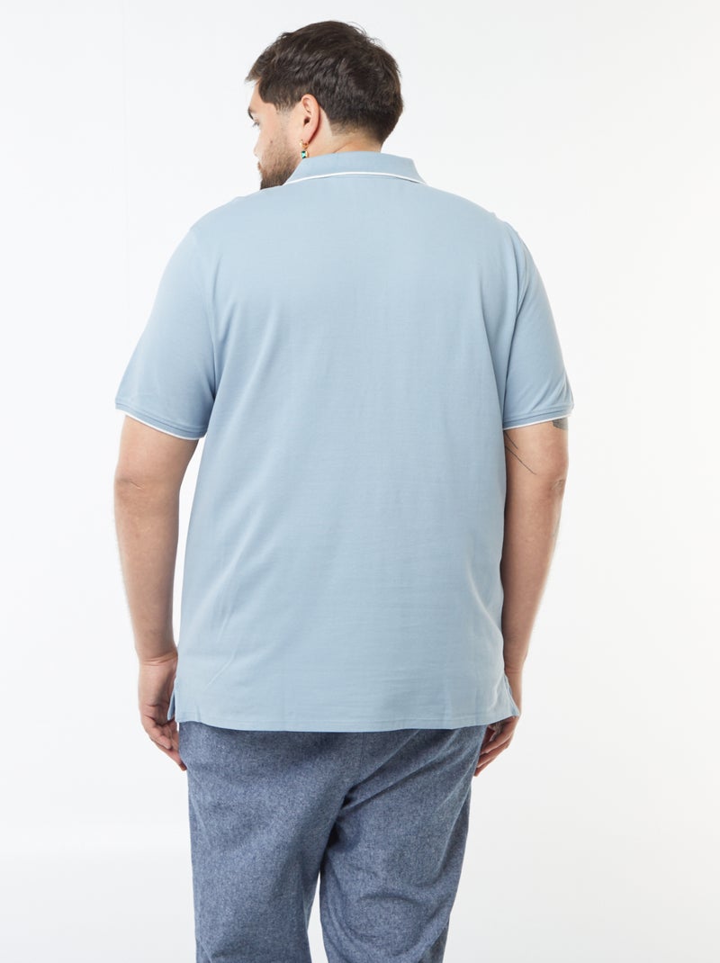 Polo en coton à contrastes Bleu grisé - Kiabi