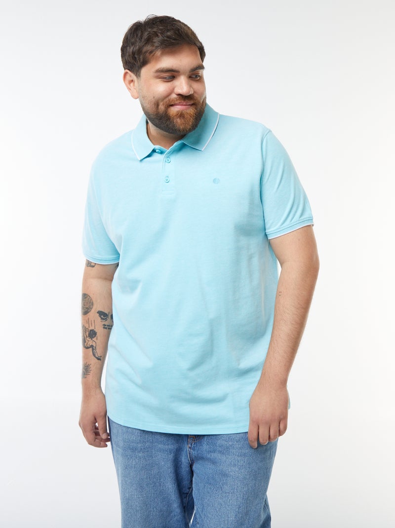 Polo en coton à contrastes Bleu turquoise - Kiabi