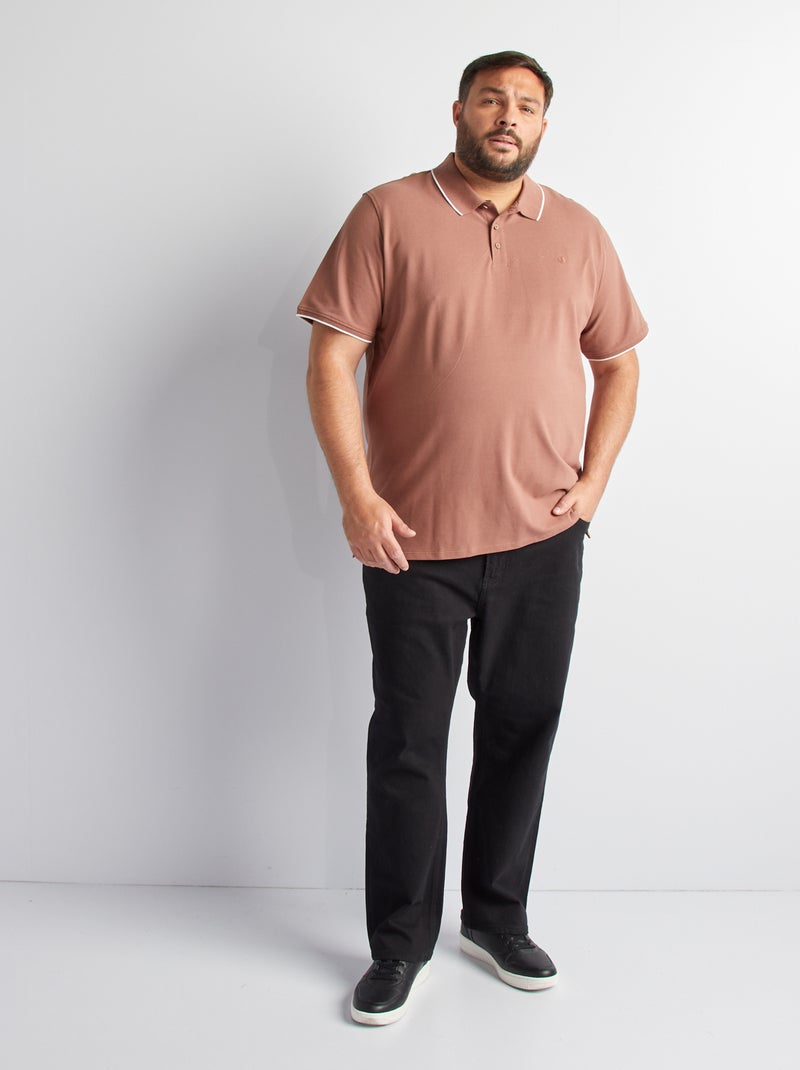 Polo en coton à contrastes Bois de rose - Kiabi