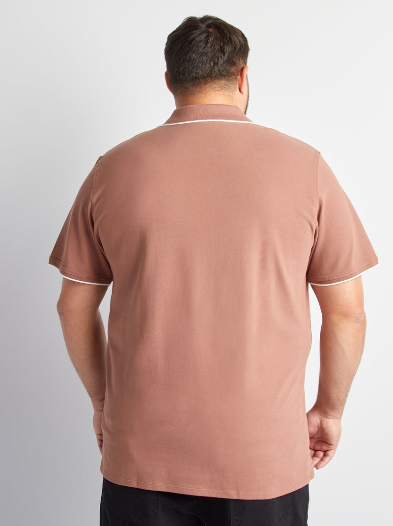 Polo en coton à contrastes Bois de rose - Kiabi