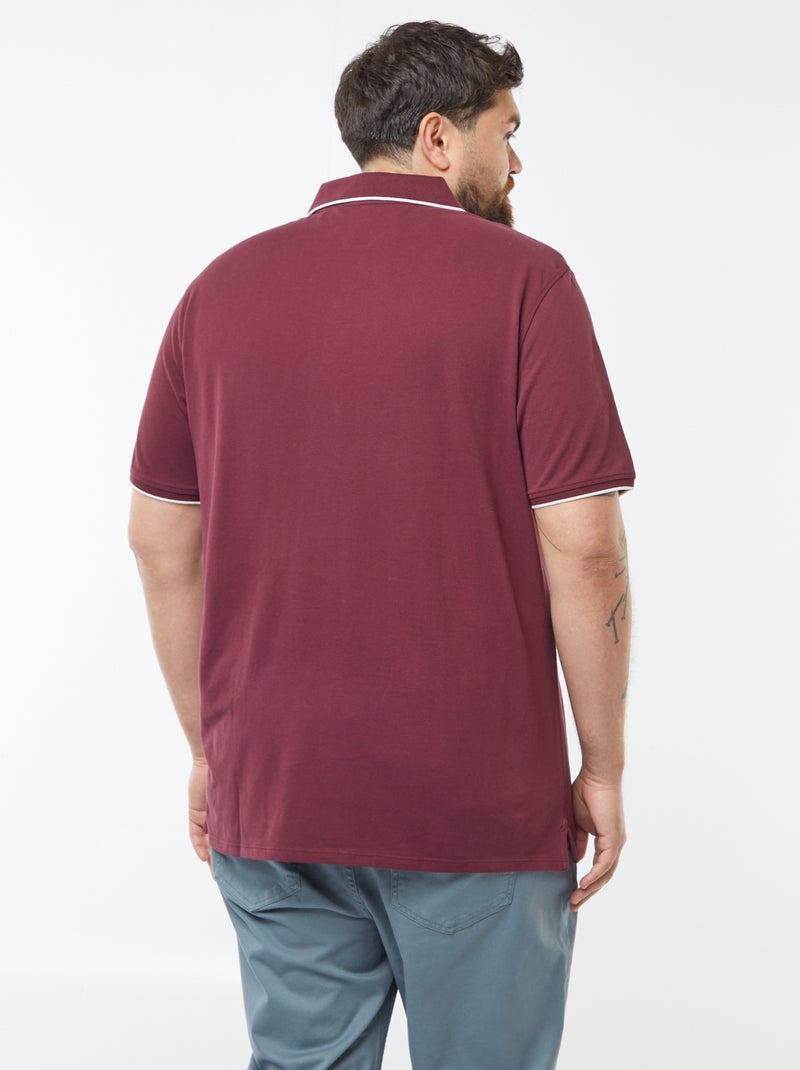 Polo en coton à contrastes Bordeaux - Kiabi