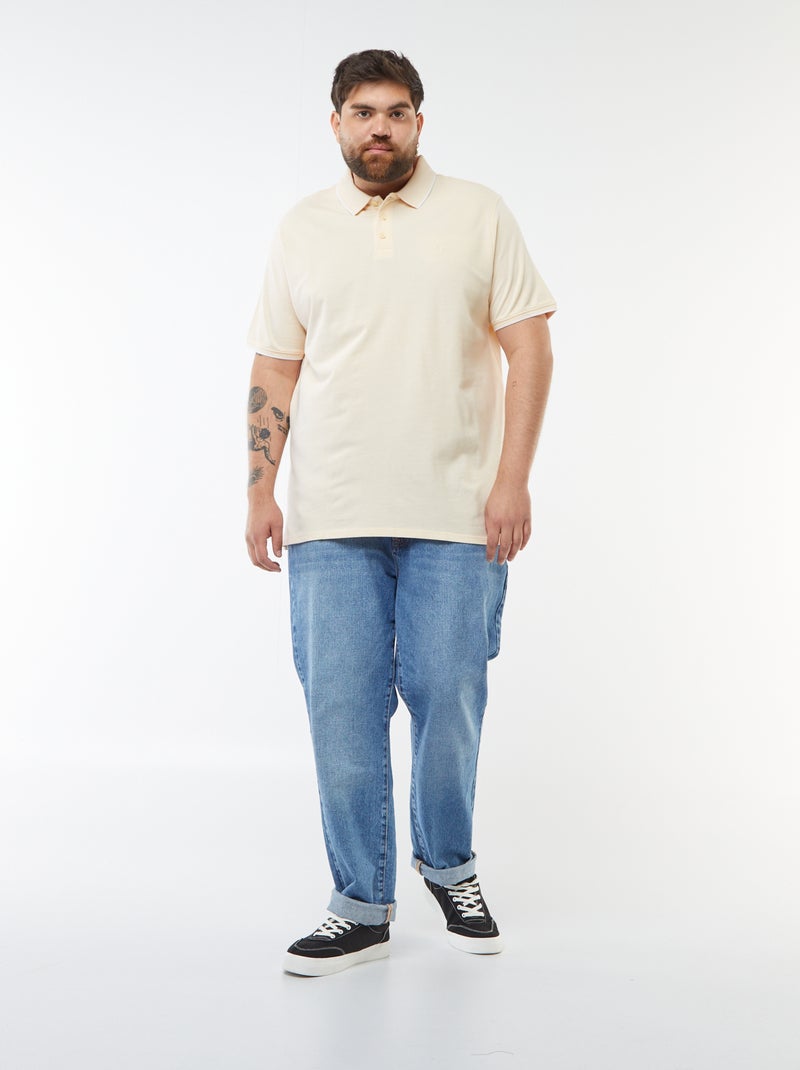 Polo en coton à contrastes Jaune clair - Kiabi