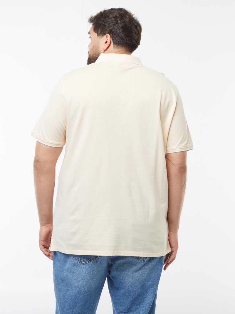 Polo en coton à contrastes Jaune clair - Kiabi