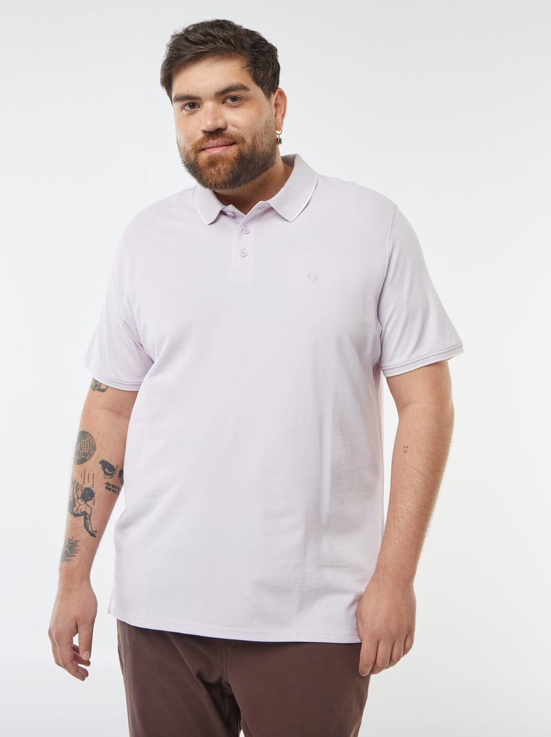 Polo en coton à contrastes Lilas - Kiabi