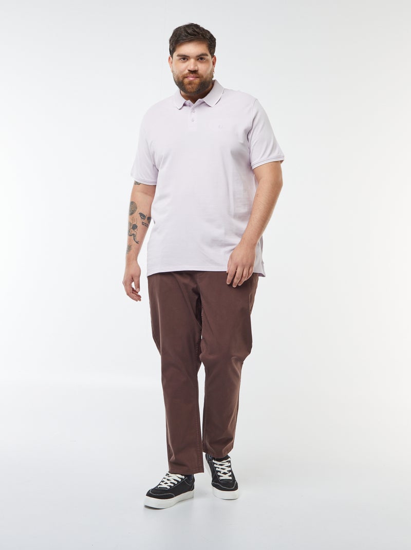 Polo en coton à contrastes Lilas - Kiabi