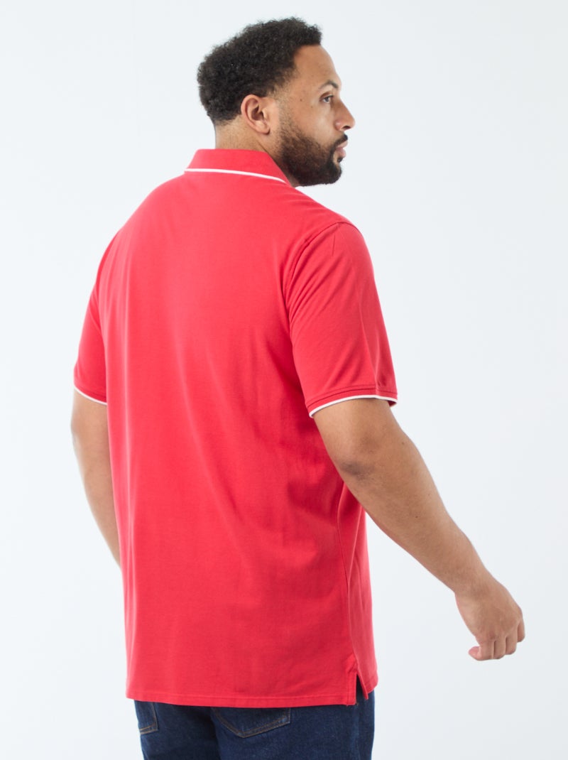 Polo en coton à contrastes Rouge - Kiabi