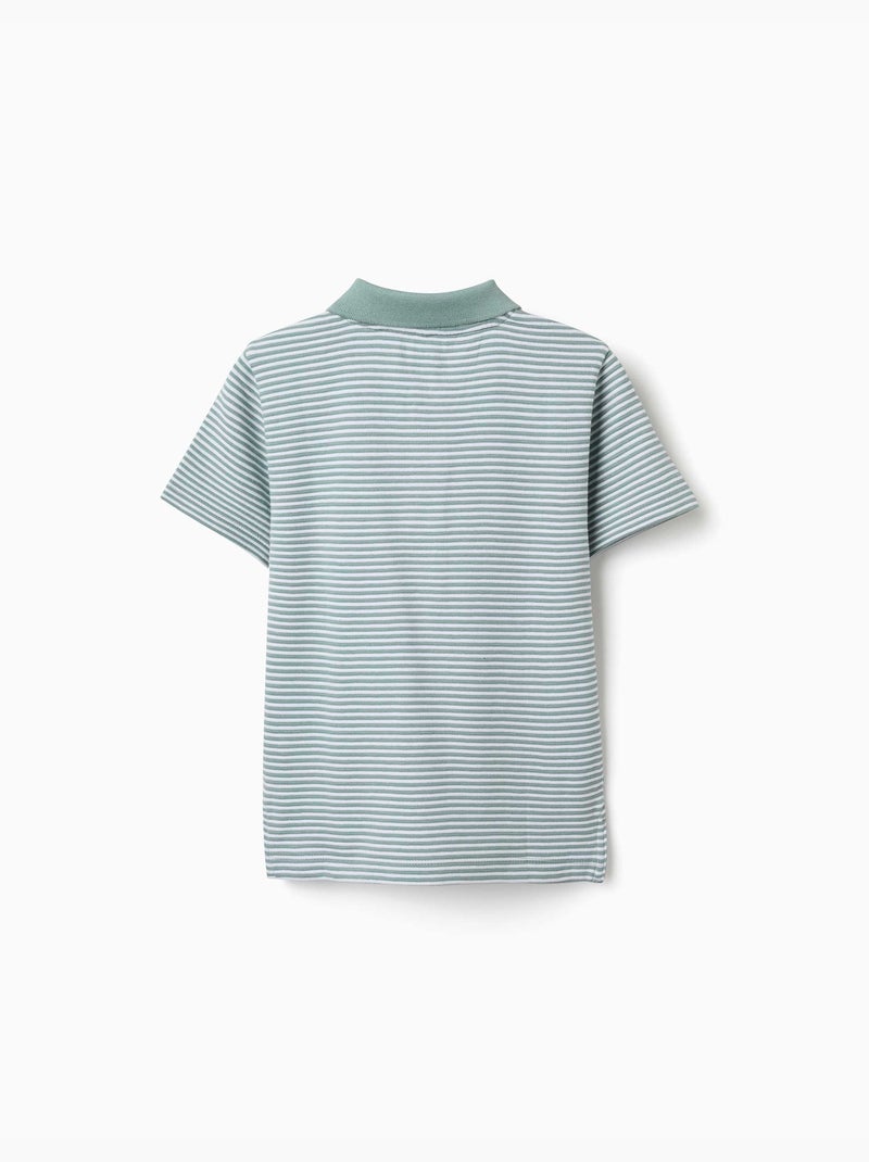 Polo en coton à rayures avec imprimé Vert clair - Kiabi