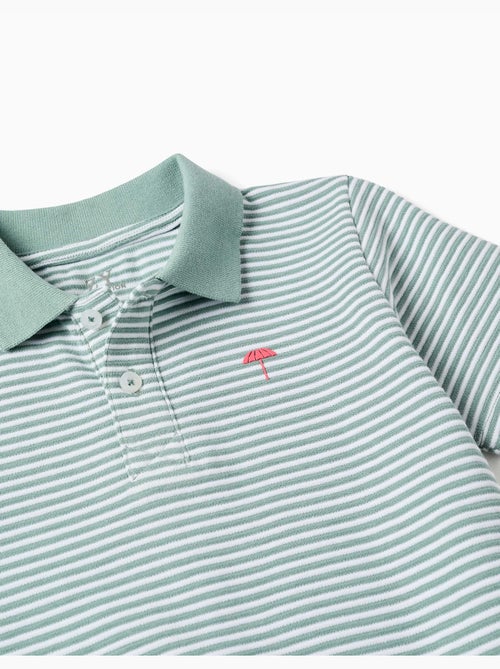 Polo en coton à rayures avec imprimé - Kiabi