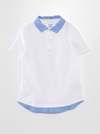 Polo en coton avec col contrastant