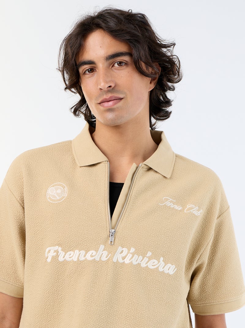 Polo en coton homme à manches courtes Beige - Kiabi