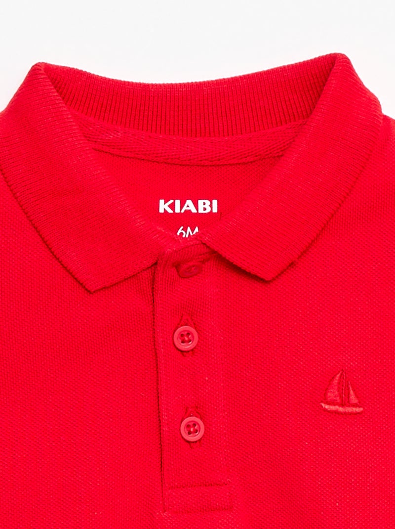 Polo en coton piqué à manches courtes Rouge - Kiabi