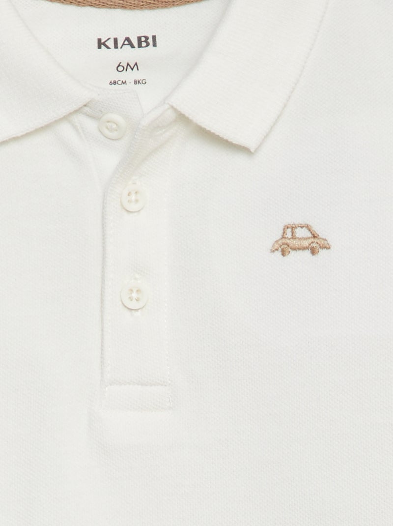 Polo en coton piqué BLANC - Kiabi