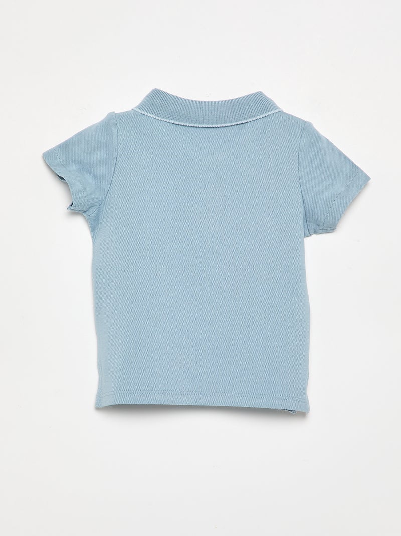 Polo en coton piqué Bleu - Kiabi