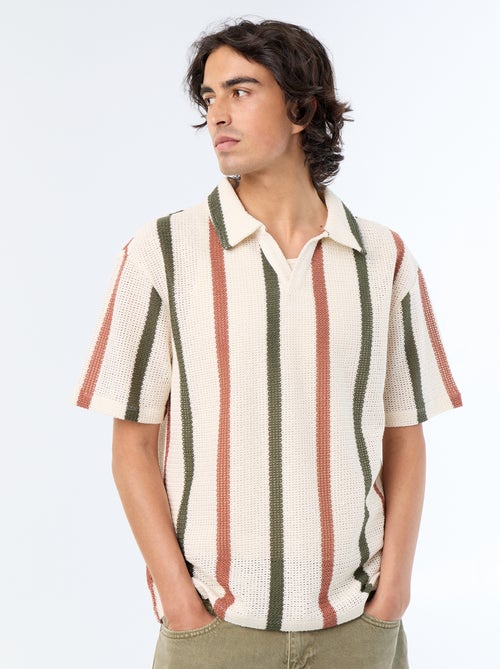 Polo en coton pour homme à motif fantaisie - Kiabi