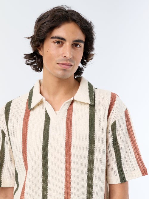 Polo en coton pour homme à motif fantaisie - Kiabi