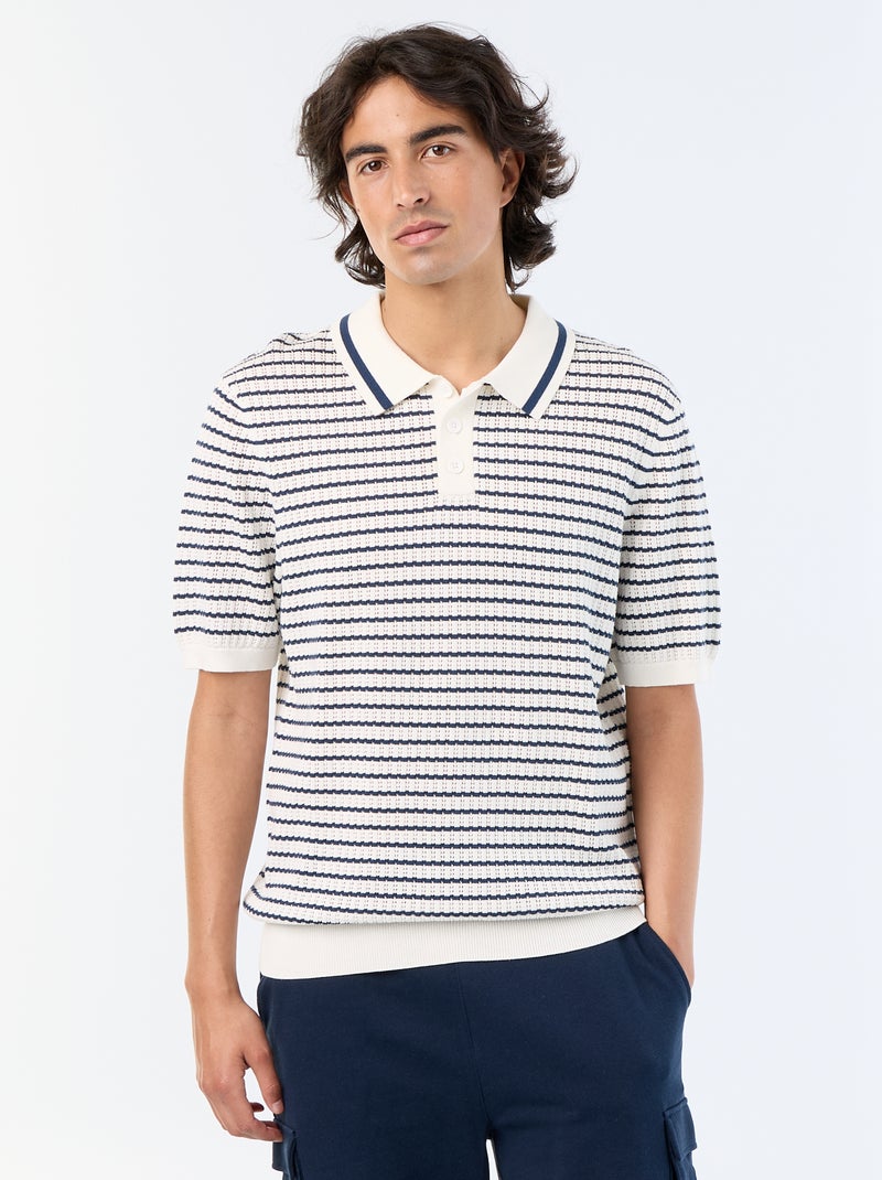 Polo en coton pour homme à motif fantaisie Beige - Kiabi