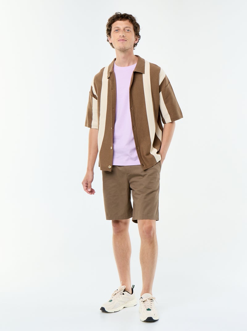 Polo en coton pour homme à motif fantaisie Marron - Kiabi
