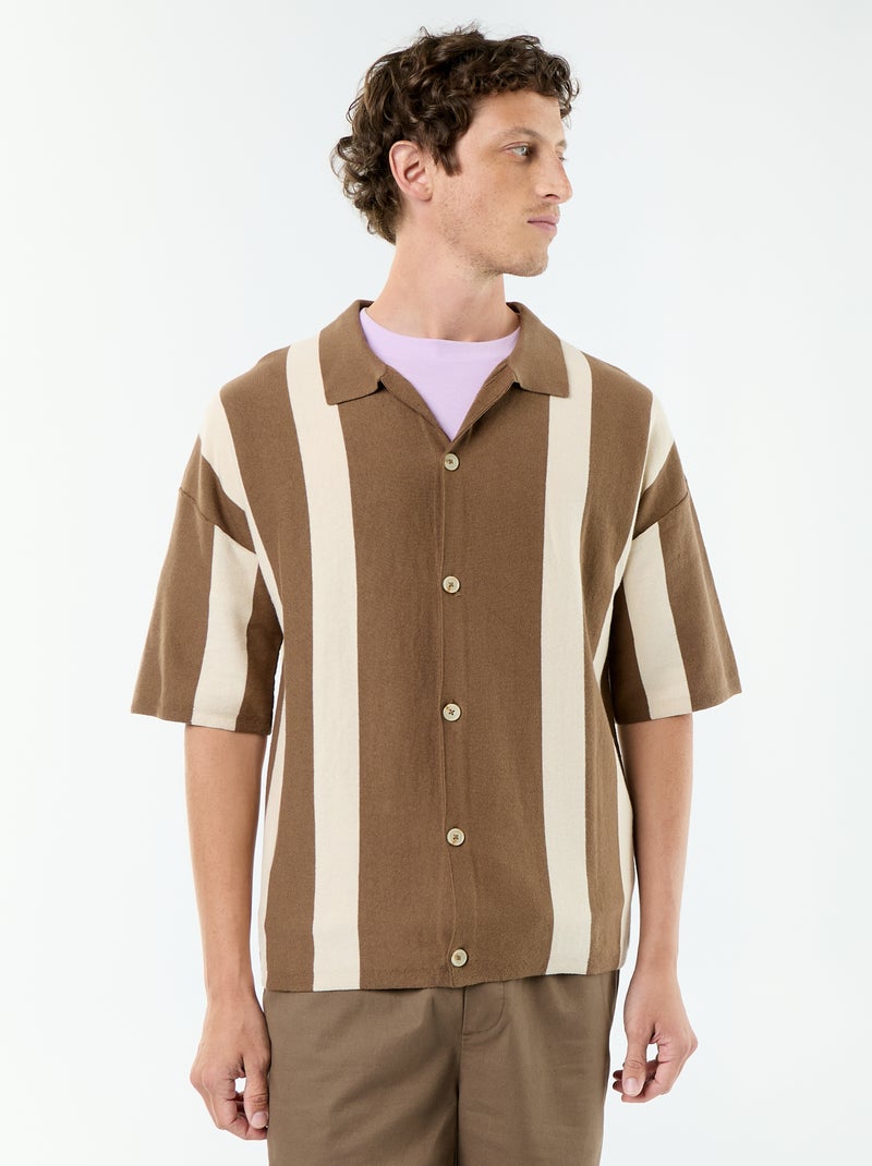 Polo en coton pour homme à motif fantaisie Marron - Kiabi