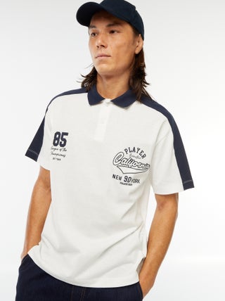 Polo en coton style équipe de baseball américaine