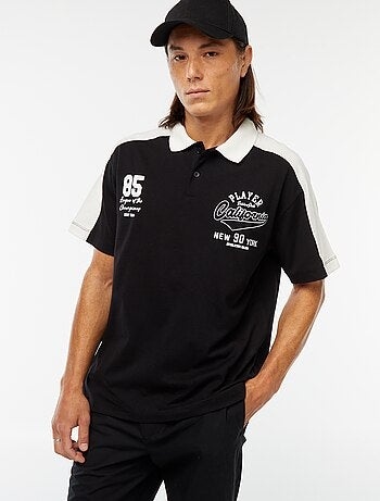 Polo en coton style équipe de baseball américaine