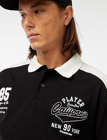 Polo en coton style équipe de baseball américaine