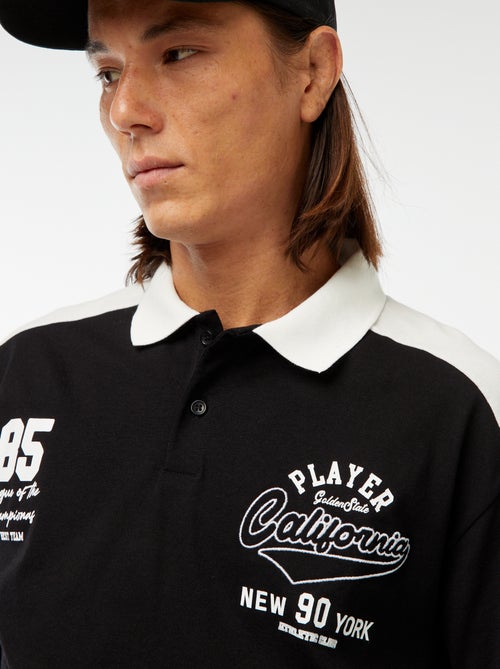 Polo en coton style équipe de baseball américaine - Kiabi