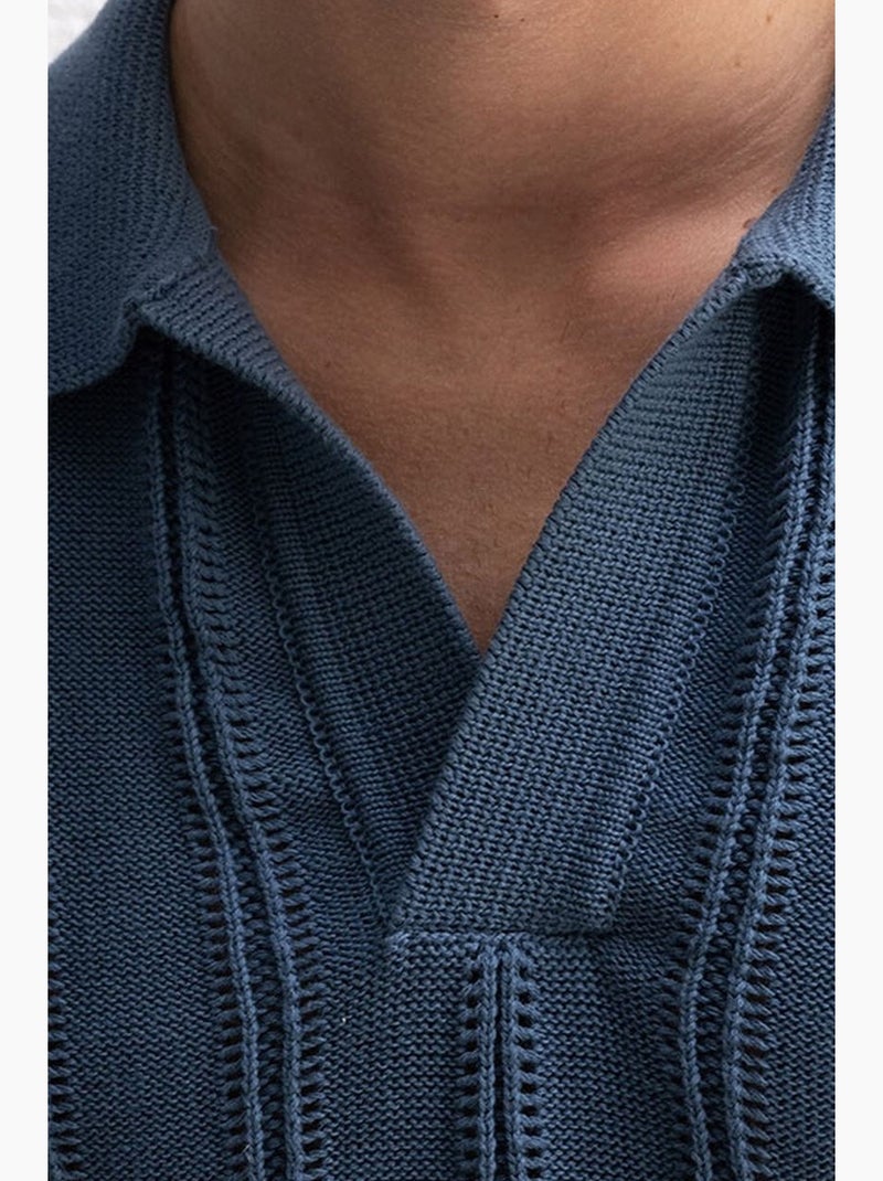 Polo en coton texturé giesto Bleu - Kiabi