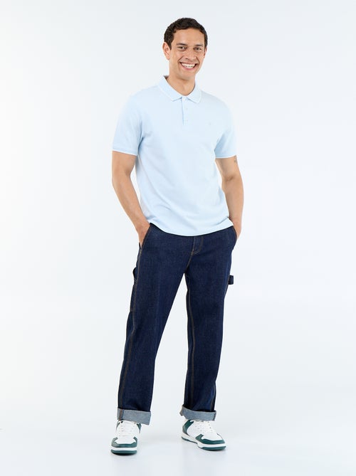 Polo en coton uni à manches courtes pour homme - Kiabi