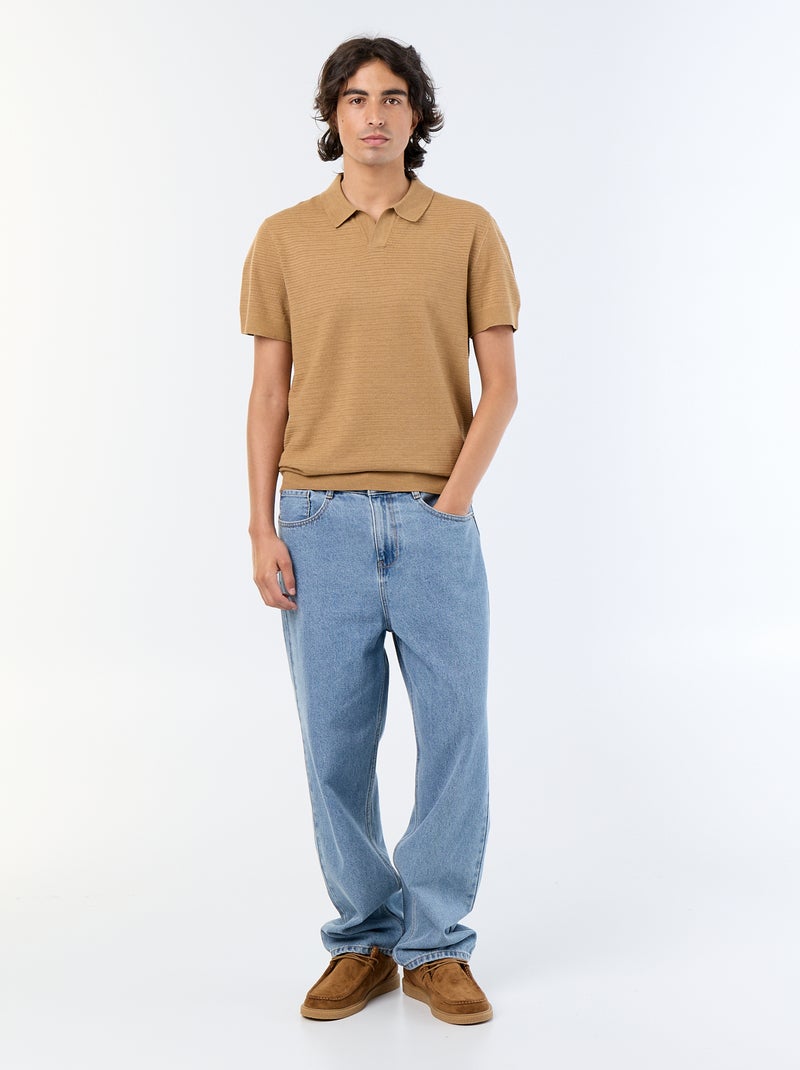 Polo en coton uni pour homme Beige - Kiabi