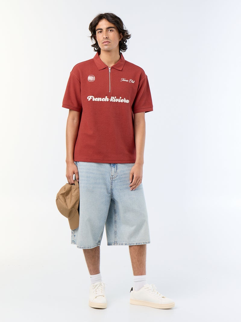 Polo en coton uni pour homme Rouge - Kiabi