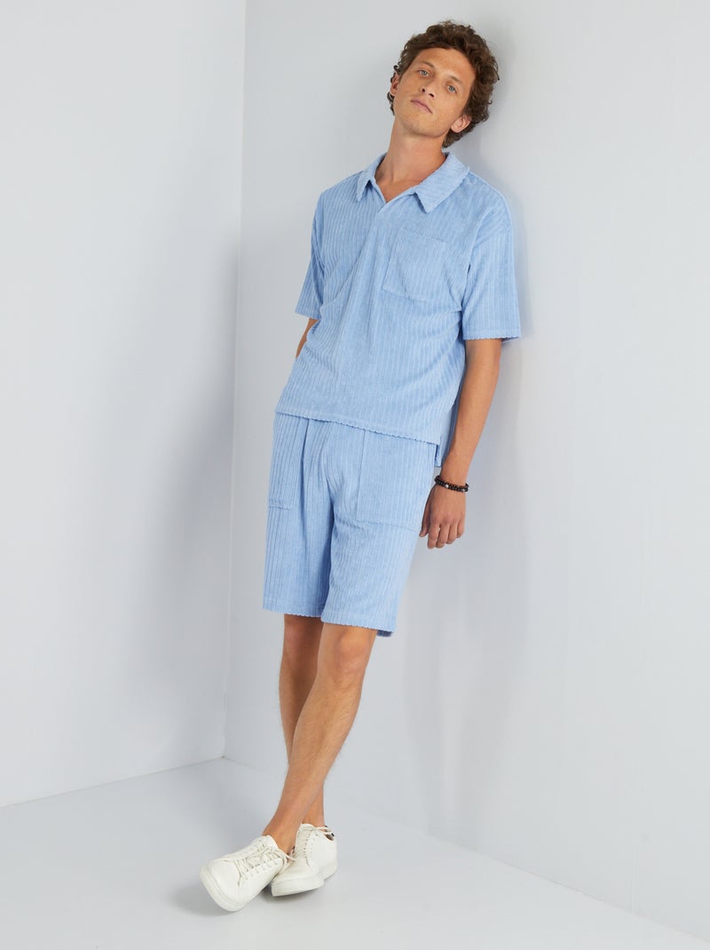 Polo en éponge effet côtelé BLEU - Kiabi